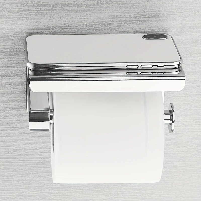 304 Stainless Steel Toilet Paper Holder with Phone Shelf Bathroom Tissue Holder Toilet Paper Roll toilet paper holder