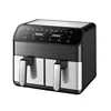 8L 2000W Stainless Steel Air Fryer Double Basket Digital Display with 8 Cooking Presets Oilless Cooker Dishwasher Safe Basket 6