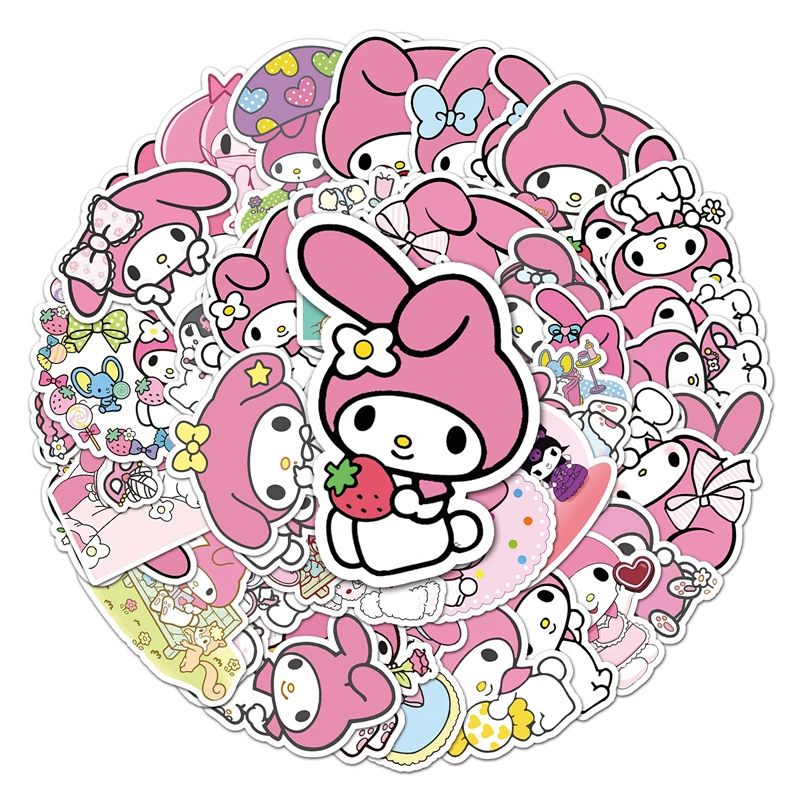 Sanrio Cartoon Anime Kawaii My Melody Stickers for Laptop Suitcase Stationery Waterproof Decals Album Graffiti Kids Toys Gifts 10 30 50pcs cool splatoon game anime stickers diy phone motorcycle laptop suitcase cool fashion graffiti sticker kid toy gift