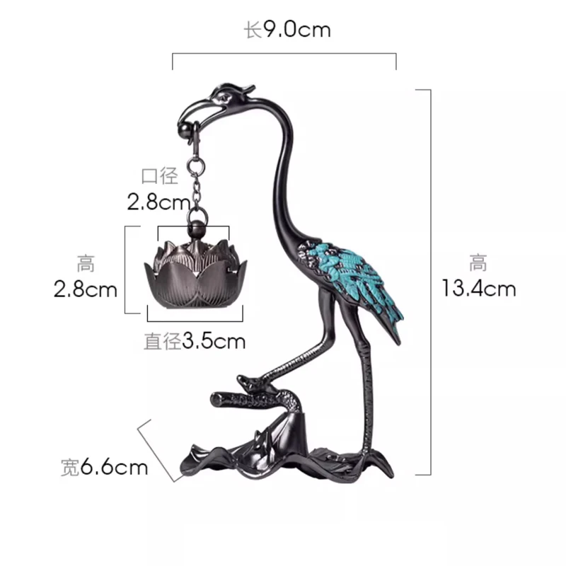 Creative Mini Aromatherapy Furnace, Home Indoor Zen Tea Ceremony Study Decorations, Metal Crane Shape Small Hanging Furnace, 1Pc