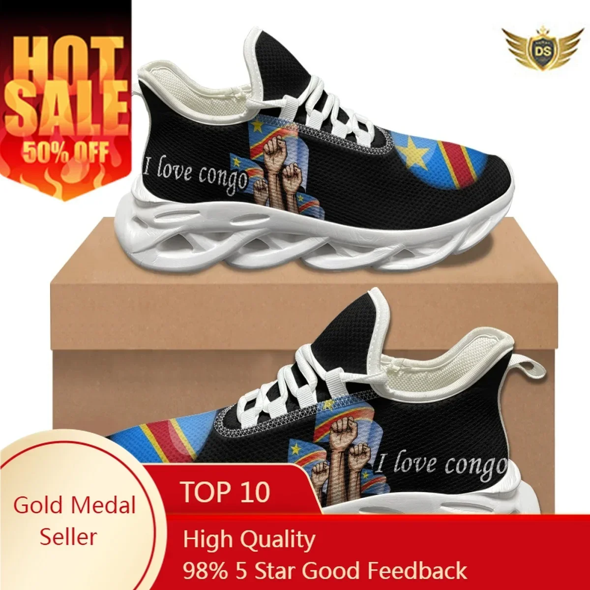 I Love Congo Designer Non-Slip Flat Shoes Summer Comfortable Outdoor Travel Sneakers Durable Basketball Shoes Female Footwear