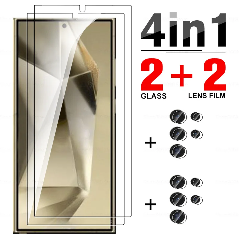 Vetro Temperato Protettivo Per Lenti 4 In1 Per Samsung Galaxy S24 Ultra Glass Samung S 24 Ultra S 24 Plus S24Ultra Pellicola Proteggi Schermo