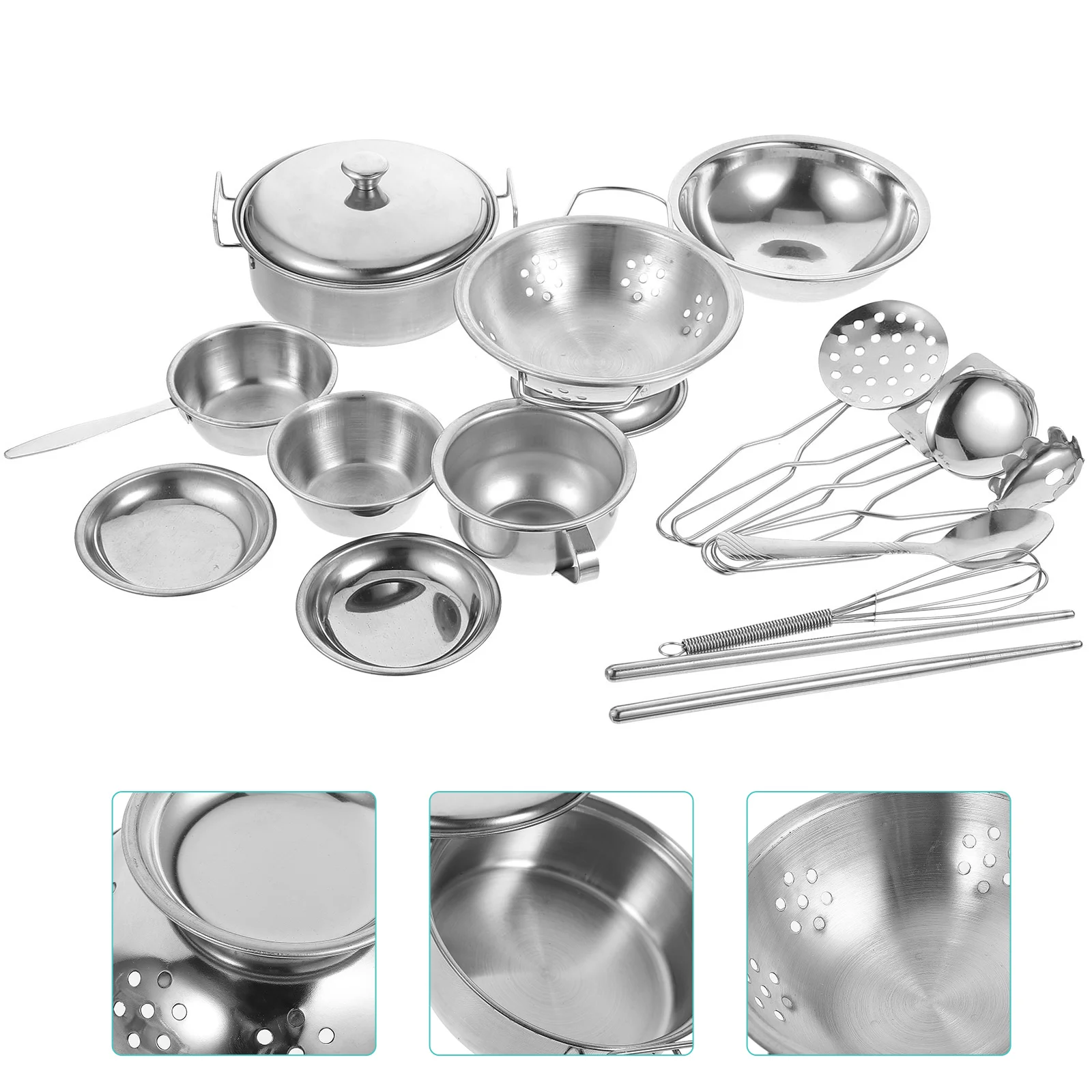 1 Set Kids Kitchen Toys Stainless Steel Utensils Compact Size Lightweight Pretend Play Sets Boys Girls Kitchen Toys
