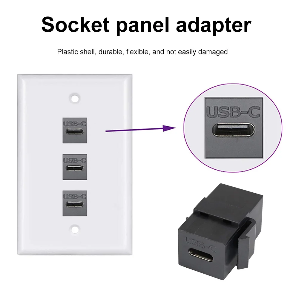 USB 3.1 C타입 키스톤 암에서 암 잭 커플러, 소켓 케이블 포트 익스텐션 커넥터, 벽 플레이트 콘센트용, 1-3 개