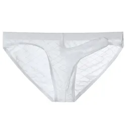 Men's Ultra - Thin Breathable Mesh Underwear with Sexy Triangular Design - L (WHITE)