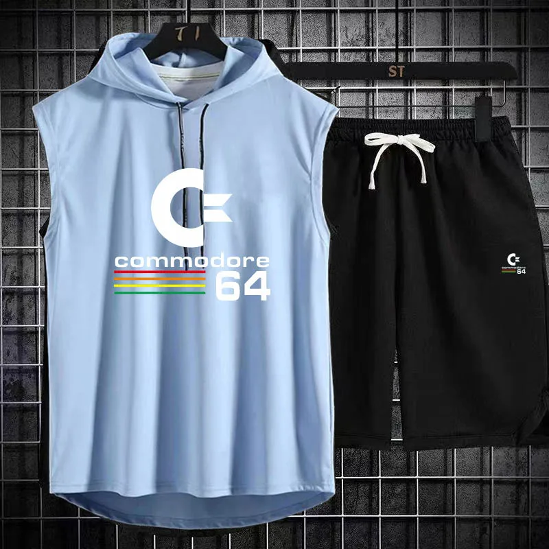 2024 Commodore 64 T Shirt Uomo T-Shirt A Maniche Corte + Pantaloncini Set Beach Mens Magliette Casual C64 Summer Harajuku Sportswears