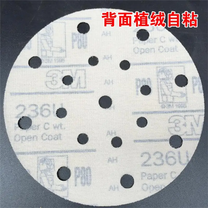 M 236U 6 inch 17 hole sandpaper car putty grinder round flocking 150mm80 Mesh -400 mesh