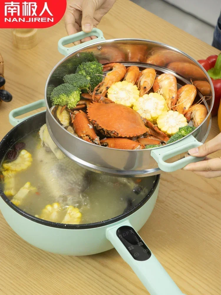 

electric cooking wok multi-functional household steaming frying frying hot pot electric wok all-in-one pot plug-in non-stick pan