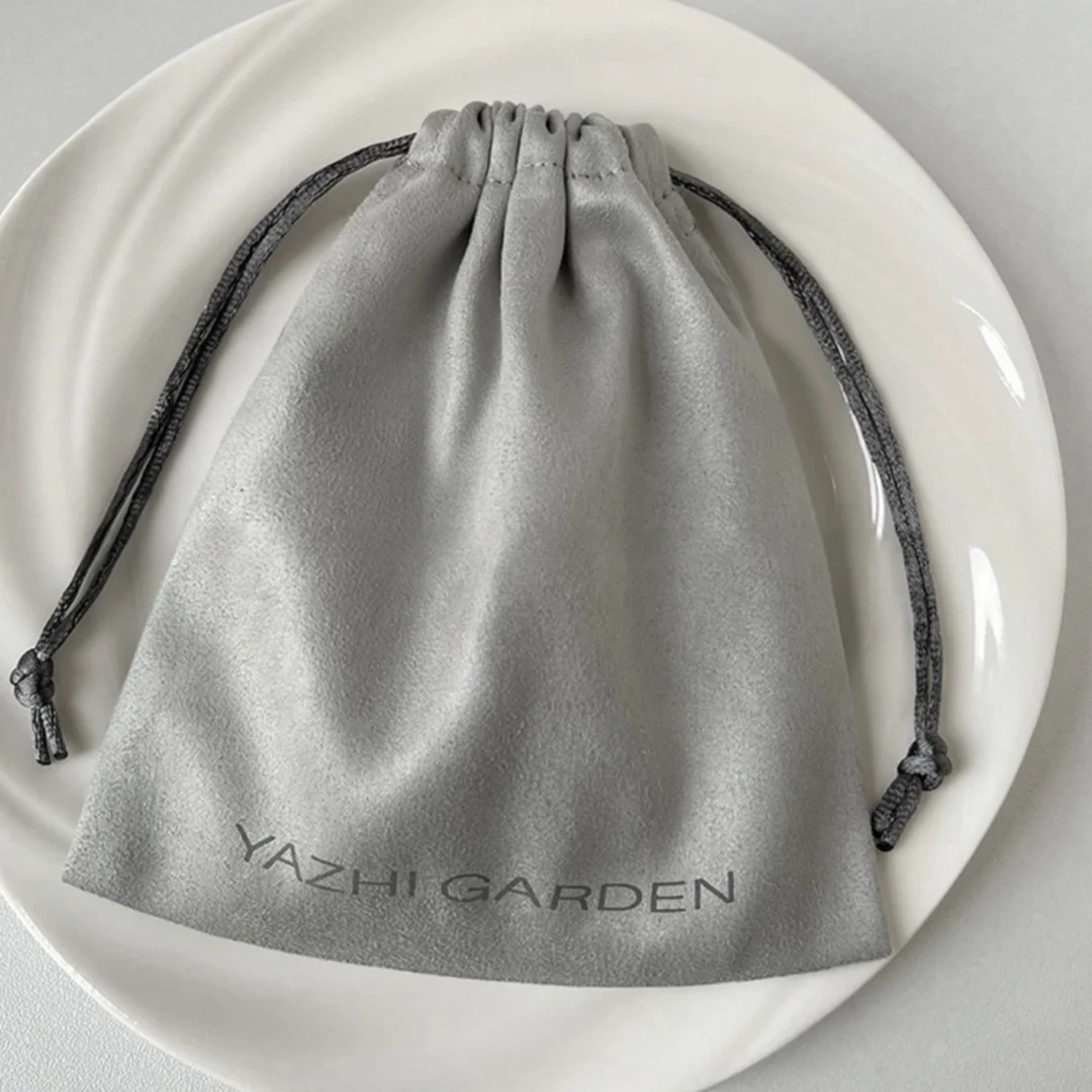 Custom logo suede gift bag Small Gift Ribbon Drawstring Bags Necklace Bracelet Earrings Storage Bag