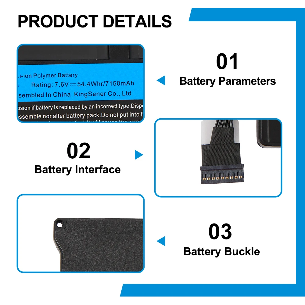 KingSener New Laptop Battery A1496 For Apple MacBook Air 13
