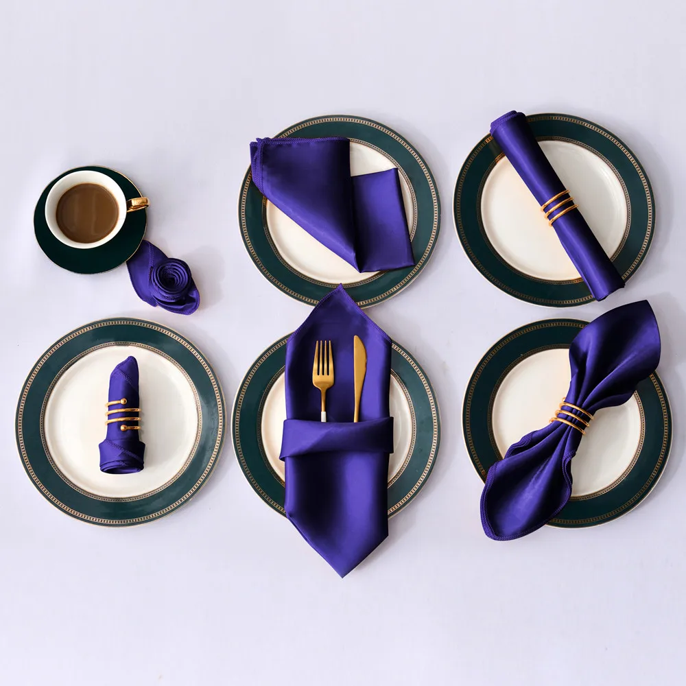 100Pc 43x43cm Wedding Napkins Cocktail Hemstitched Fabric Gold Napkin Table Dinner Napkins for Banquet Party Kitchen Table Decor