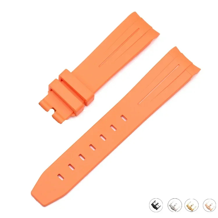 Silicone Diving Sport Watch Band – Waterproof Curved End Rubber Strap