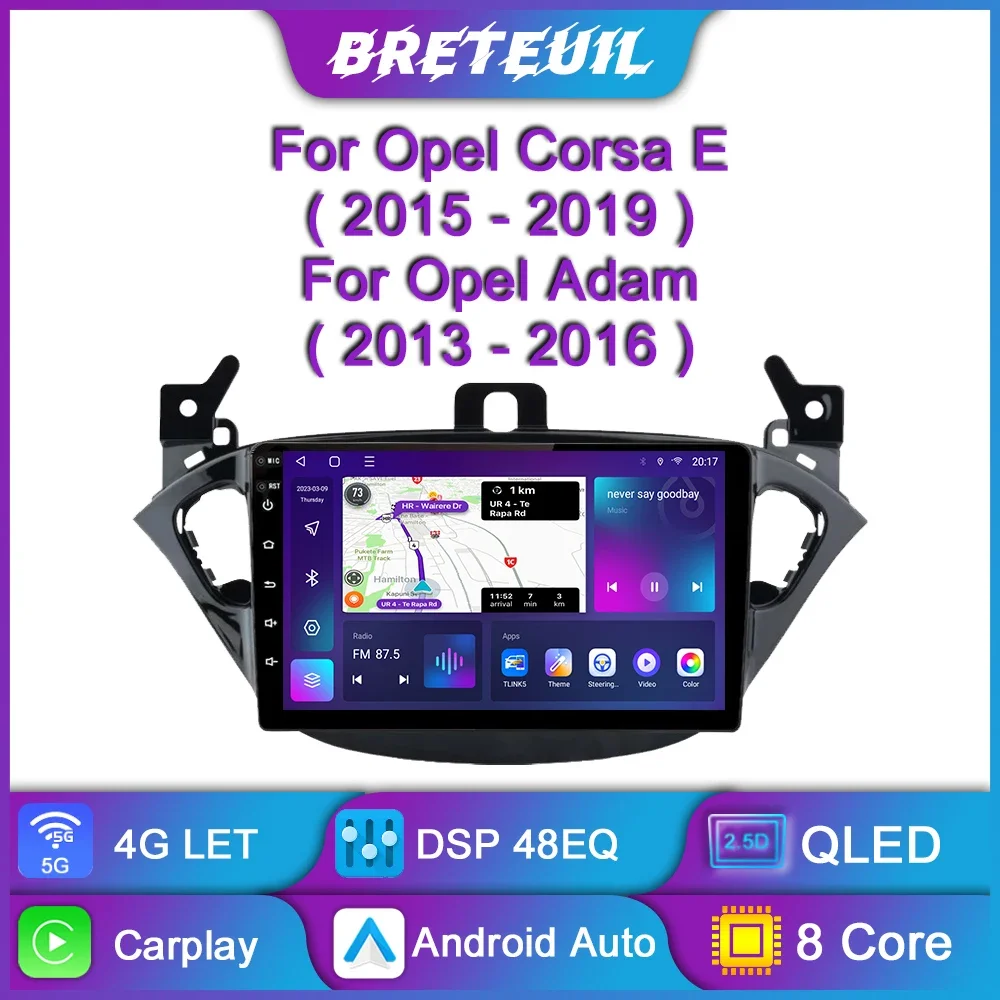 Autoradio Android 9" Per Opel Corsa E/Adam - 8 Core, 4+64GB, Wireless CarPlay/Android Auto, Telecamera Posteriore - Foto 5