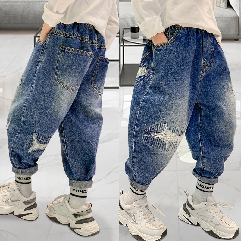 

3-14 Yrs Cool Girls Boys Ripped Jeans Fashion Spring Children Trousers Kids Casual Hole Pants Hip hop Dancing Denim Kids Pants