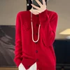 100% Merino Cashmere Sweater Women's Cashmere Cardigan sweater loose solid color autumn and winter comfort top 6
