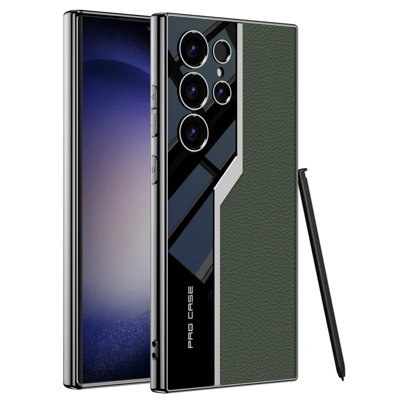 Luxury Electroplated Leather Case with Soft TPU Frame and Camera Protection
