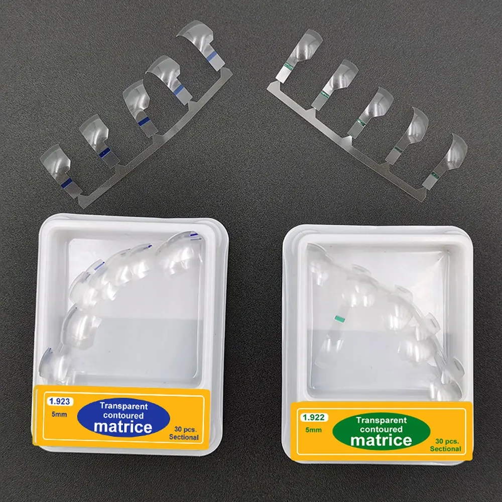 Dental Transparent Sectional Contoured Matrices 30pcs/box Width 7mm Narrow 5mm Matrix Polyester Russian Matrices Dentist