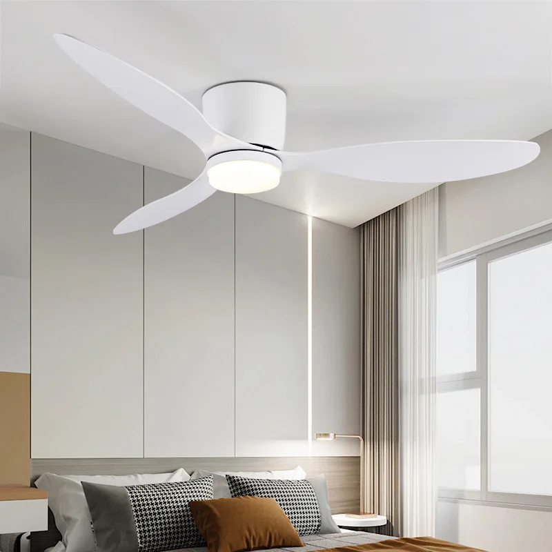 

130cm Ceiling Fan Lamp Wood Grain New Smart Ceiling Fan Lights Bedroom Dining Room Low Floor Electric Fan Chandelier Nordic