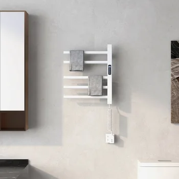 Electric Bathroom Towel Rack Heater Timer Rotating Towel Warmer Touch Control Temperature Adjustable Wall Mounted Drying Rack 1