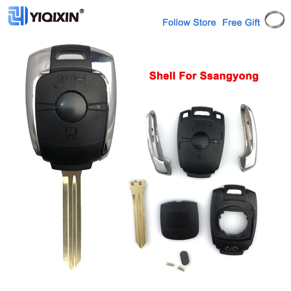 YIQIXIN Car Remote Key Shell Case For SsangYong Actyon Korando Kyron Rexton Replacement 2 Buttons Fob Cover Housing Uncut Blade yiqixin ews system car remote control key for old bmw mini cooper s r50 r53 2005 2006 2007 fob shell 315 433mhz hu92 uncut blade