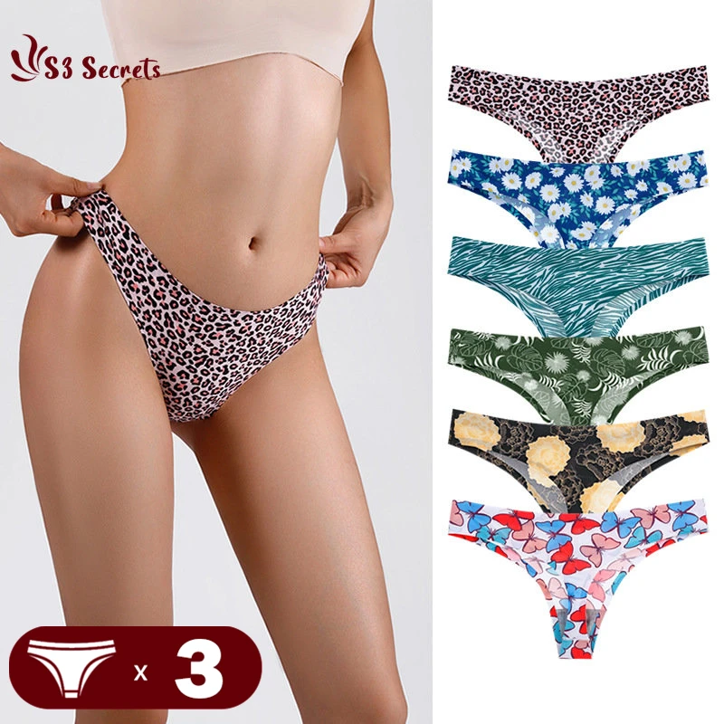 

3PCS/Lot Women Lace Thongs Sexy T-Back Underwear Ladies Low-Rise G-string Panties Lingerie Girls Floral Bikini Underpants L-4XL