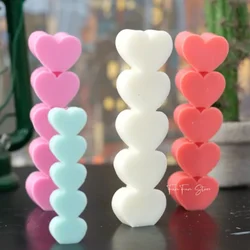 5 Cavity Love Heart Silicone Candle Mold Stacks of Love Shape DIY Aromatherapy Plaster Home Decor Handmade Candle Resin Molds