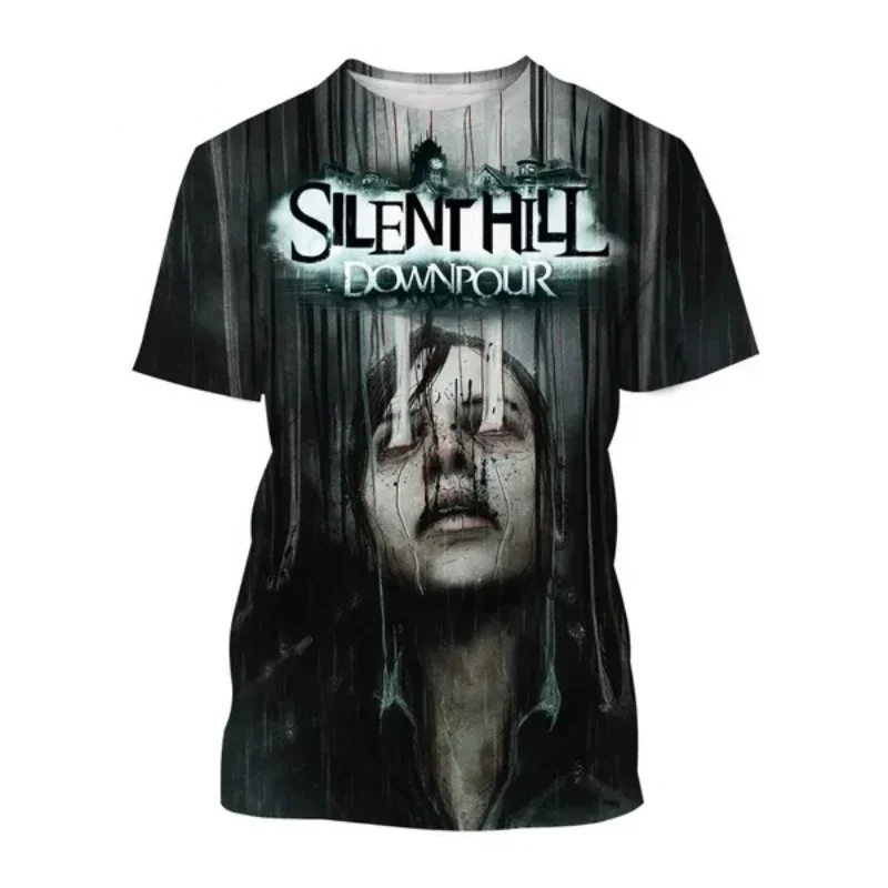 

2024 New Horror Game Silent Hill 3D Print T-shirt Personality Fashion Men Clothing Hip Hop Harajuku Unisex Oversized T Shirt Top