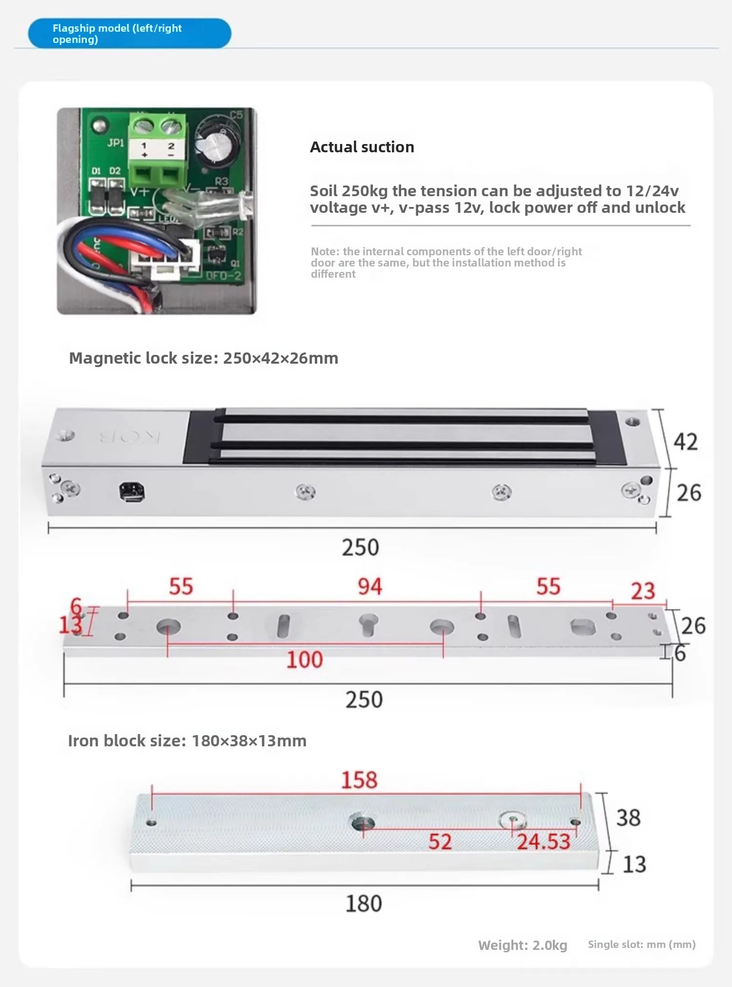 access control magnetic lock 280 kg electromagnetic lock single door delay elect