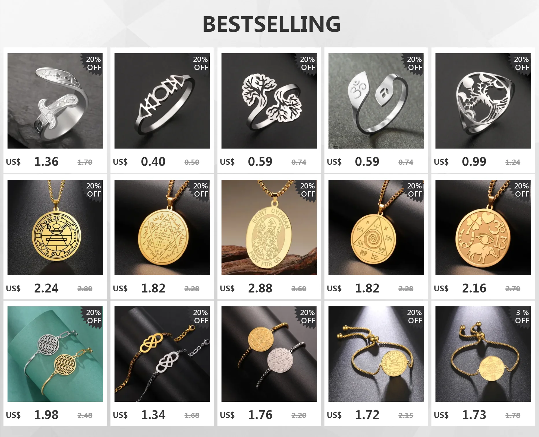 Reichtum Glück Amulett Kabbala verstellbarer Ring Männer Solomon geheime Dichtung Finger Ring Edelstahl Schmuck Wasserdicht Sonne Mond Okkultes Symbol Schutzamulet Edelstahl Ring für Männer Frauen – Detail 1