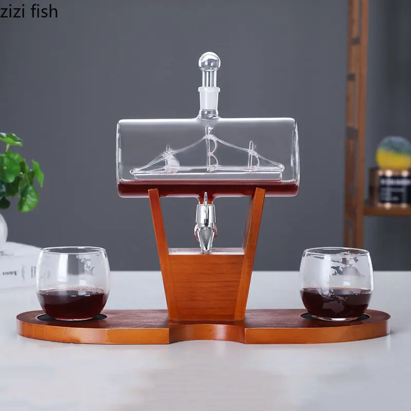 帆船の形をしたガラス製のディテール,ボトル,バーセット 