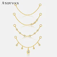 ANDYWEN 925 Sterling Silver 5.5cm 6cm Spare Parts Chains For Stud Earring Piercing Hoops Drop Earring Women Fine Jewelry Gift 1