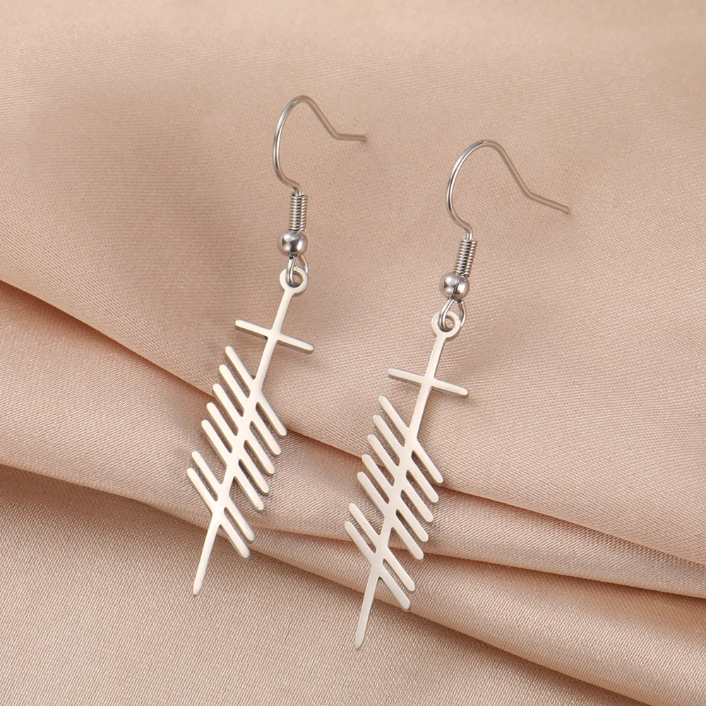 Dawapara antike irische Ogham-Ohrringe für Frauen, nordischer Baum, Alphabet, Anhänger, Stärke, Weisheitssymbol, Edelstahl-Schmuck – Detail 11
