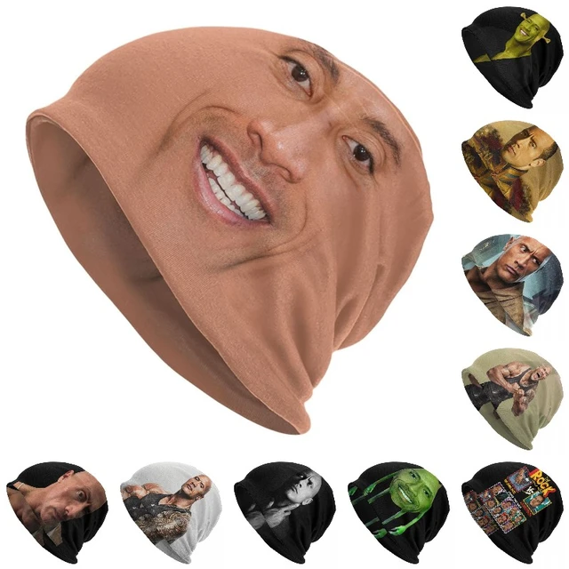 Cursed Dwayne the Rock Johnson Face Meme Beanie Hat 