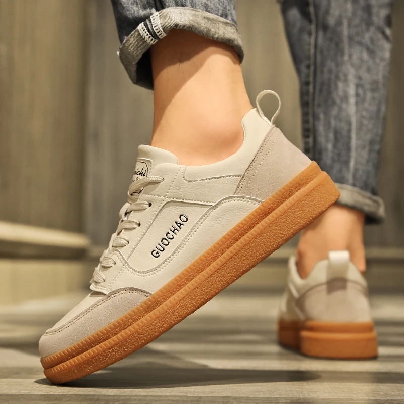 

2023 Popular Men Casual Shoe Hard-Wearing Sport Casual Shoes Men Comfortable Youth Fashion Men Shoe Lace Up Leather Sneakers Man
