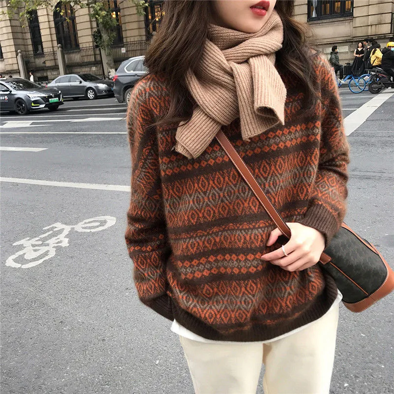 

Gothic retro single piece clothing Harajuku aesthetics Y2K women's sweater fashion top 2023 American loose oversized pullover