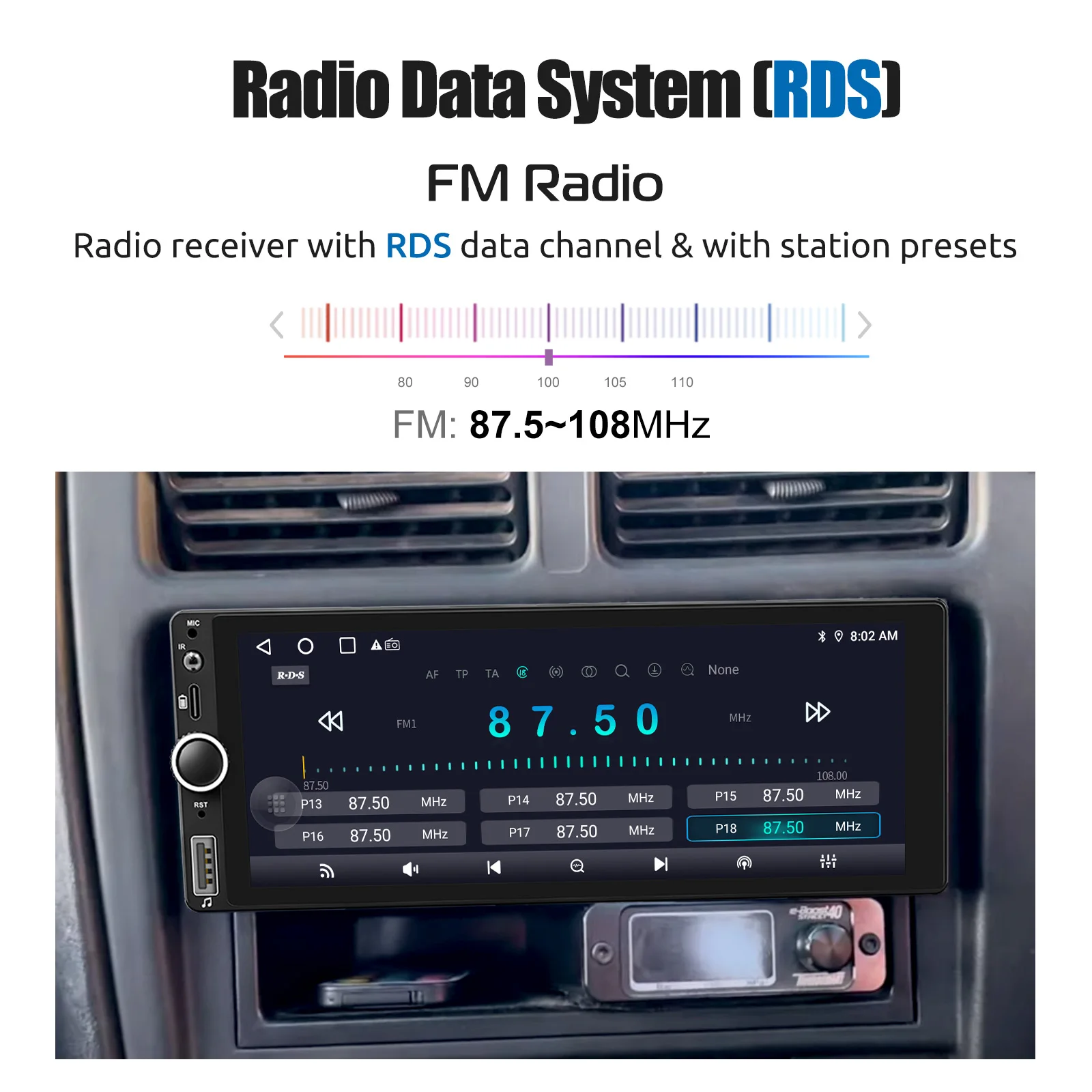 Universal Autoradio ESSGOO 6.86" 1DIN Android15 4+64 GB Wireless CarPlay Bluetooth USB Typ-C GPS Navigation WiFi RDS FM 2+64 GB Lenkradsteuerung Mirror Link Android Auto – Detail 14