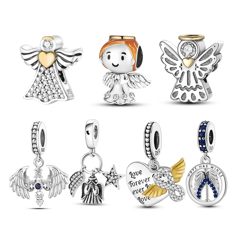 

New 925 Sterling Silver Angel Rescue Charm Beads for Original Pandora Bracelet Necklace DIY Make Birthday Gift Plata De Ley 925