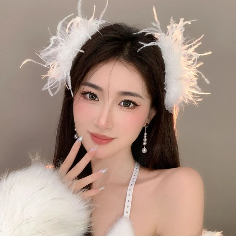 

Ostrich Feather Hair Clip Furry Hairpins 1920s Headpiece Hair Barrettes Plush Headwear Hair Accessories for Girls