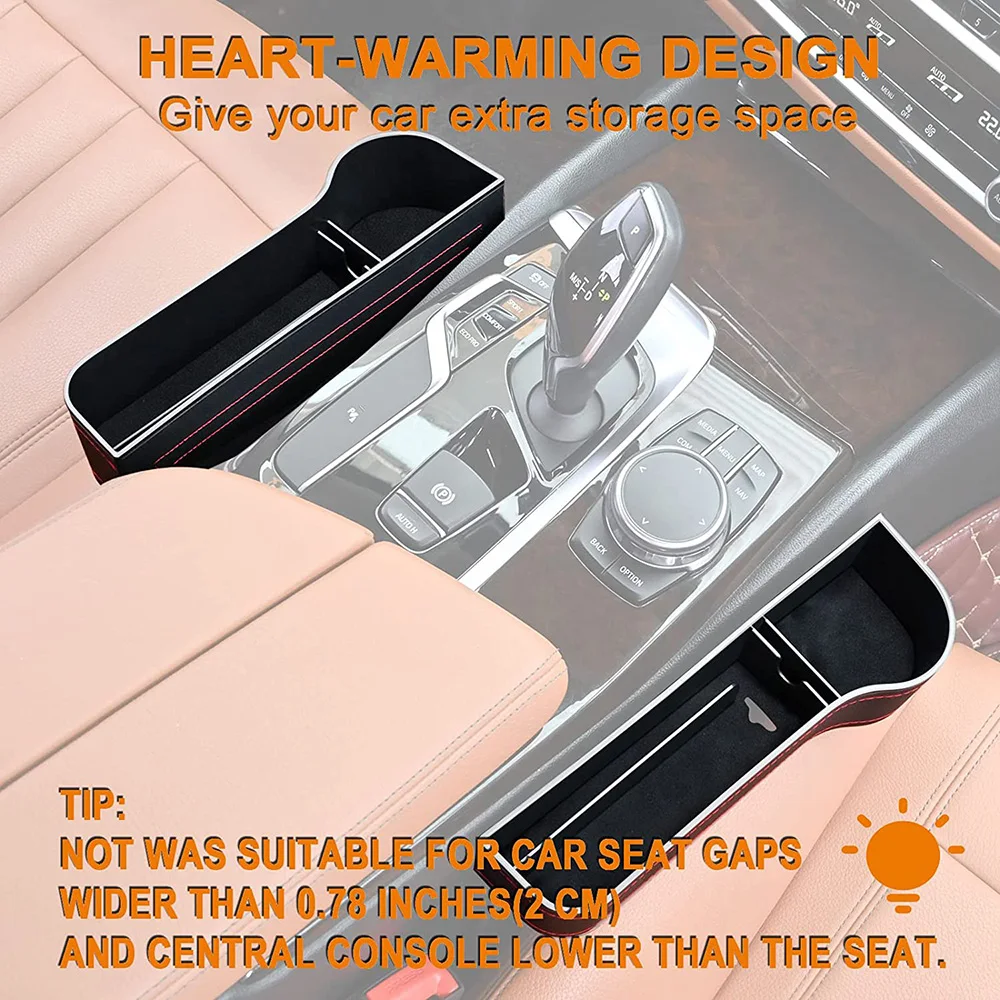 2 PC Car Seat Gap Filler Organizer with Cup Holder PU Leather