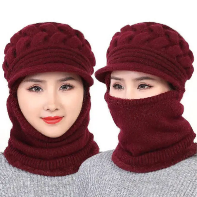 2022 Coral Fleece Winter Hat Beanies Women's Hat Scarf Warm Breathable Wool Knitted Hat For Women Double Layers Protection Caps 2