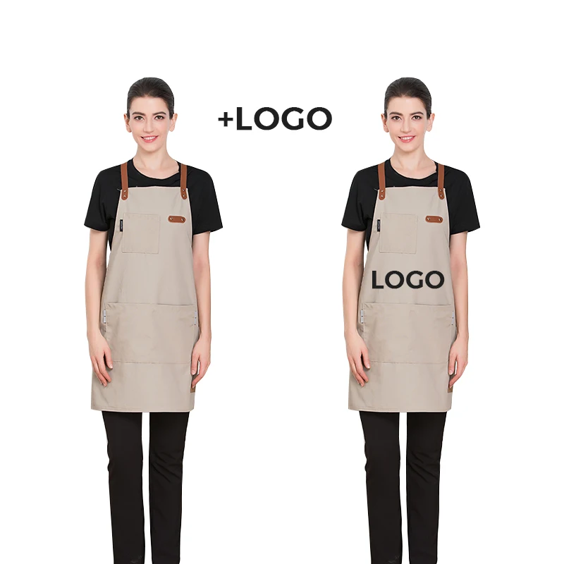 Men's And Women's Aprons Canvas Yellow Belt Back Cross Kitchen Restaurant Hanging Shoulder Apron Overalls