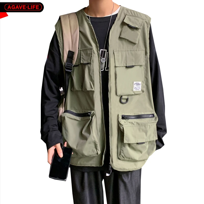 

Spring Autumn Functional Tactical Vests Men's Multi-pocket Sleeveless Jacket Men V Neck Outdoor Waistcoat Loose Men Tooling Vest