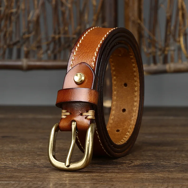 brown belt women 2.8cm Width Women Belt Designer Female Belt Genuine Leather Belts Cowskin Strap Pin Buckle Belts Fancy Vintage for Jeans wide belts