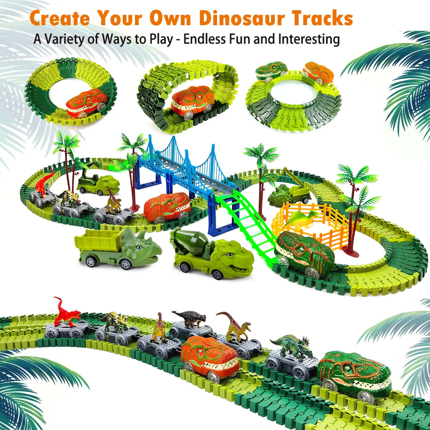 Children Electric Magic Climbing Dinosaur Track Toy Engineering Car Kids Track Car Train Toys for Children Birthday Gift 4