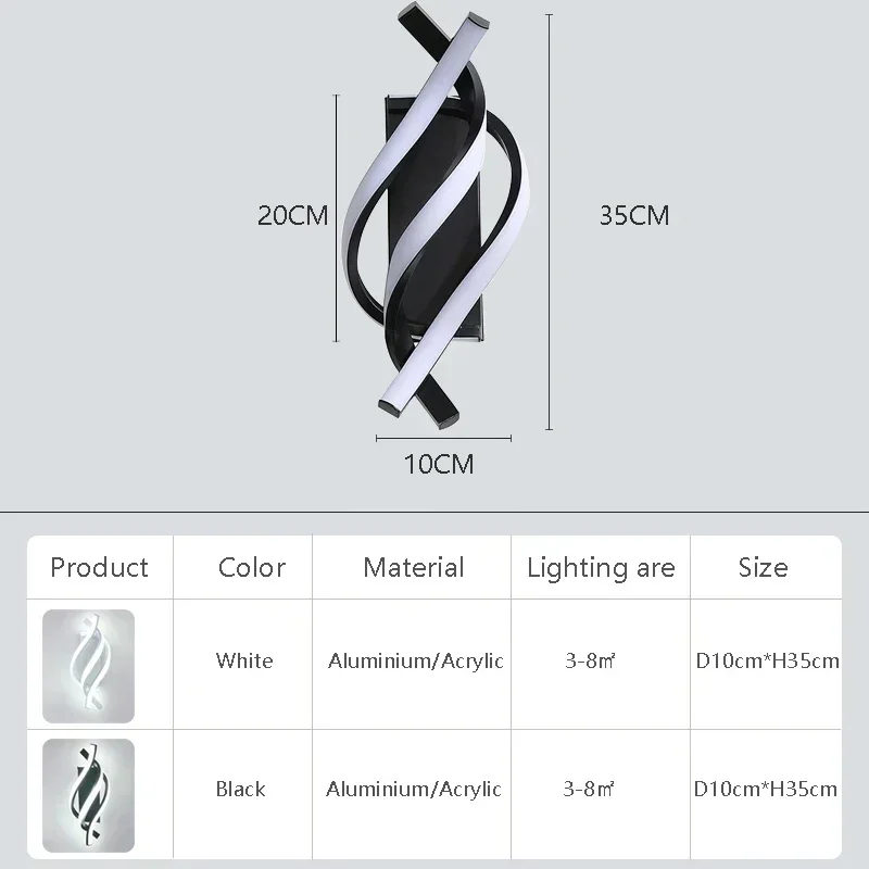 Modern LED Wall Lamp Minimalist Black White Line Decor Light Bedroom Bedside Backwall Stairway Aisle Lighting Fixture Lustre