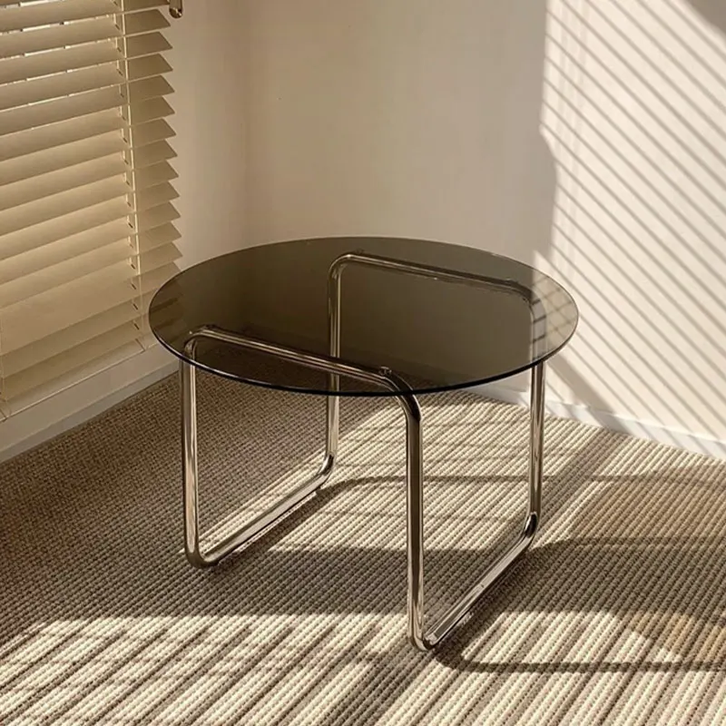 

Glas Round Coffee Table Living Room Modern Steel Makeup Luxury Coffe Tables Side Bedside Nordic Mesitas De Noche Home Furniture