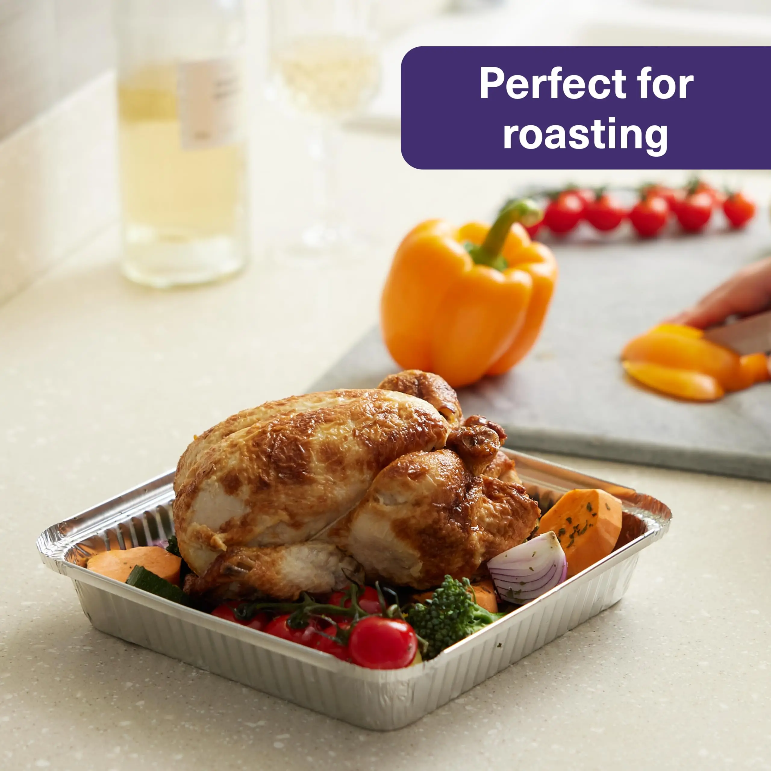 9x9in Aluminum Foil Pans with Lids-Square Disposable Baking Trays & Food Containers for Cakes, Baking, Storage