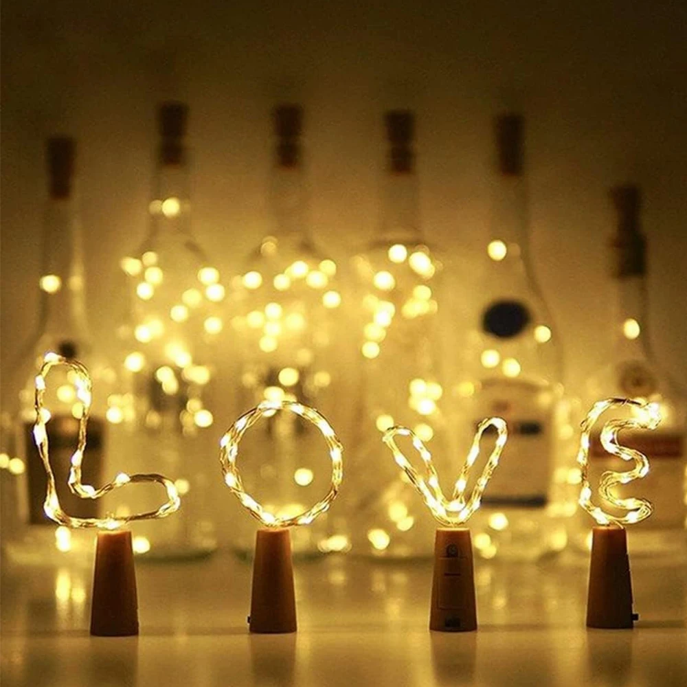Decorative lights led string lights led fairy lights string lights 5 Pack battery powered bottle string lights fairy lights with copper wire automatic night lights for parties wedding decorati