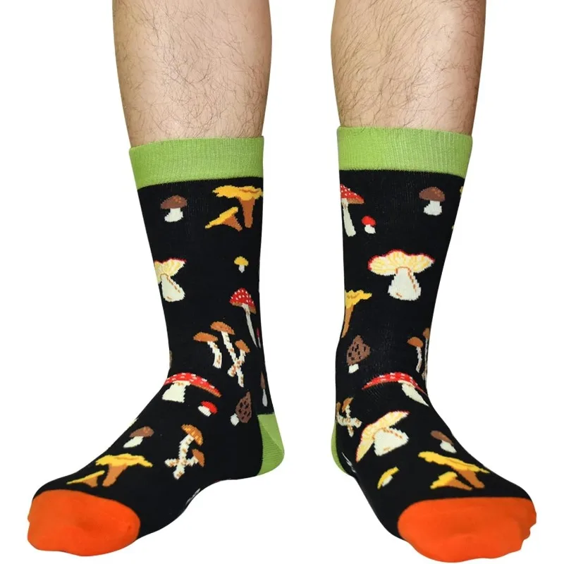 Skateboard Hip Hop Funny Happy Harajuku Mushroom Letter Printed Socks 1 Pair