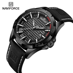 NAVIFORCE Men's Fashion Quartz Watch - Leather Strap, Sporty & Waterproof with Calendar Display (BWB-)